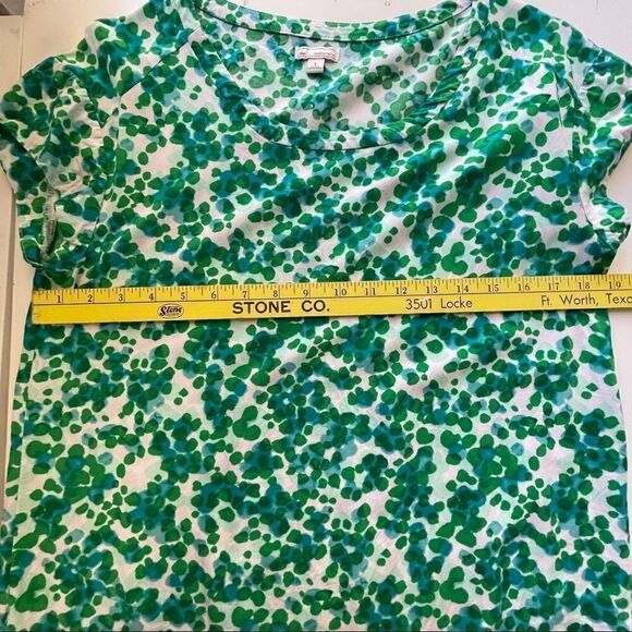 Gap‎ Blue and Green Watercolor Print Short Sleeve Blouse - Picture 8 of 9